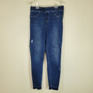 SPANX Dark Blue Wash Jeanish Leggings, Size Medium